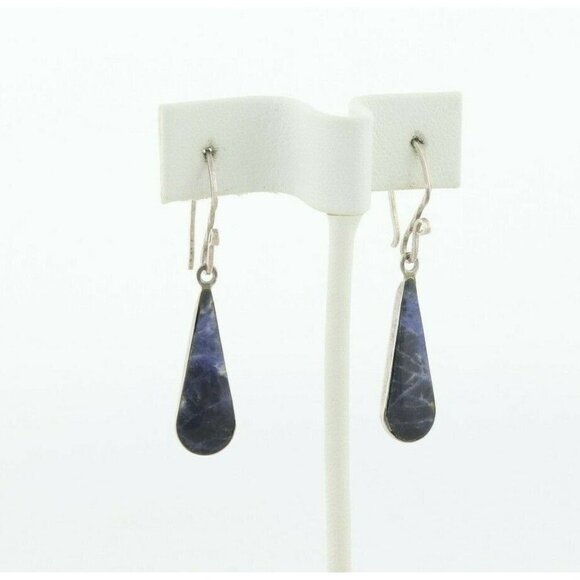 Sterling Silver Blue Sodalite Earrings Dangle Drop Earrings - Picture 6 of 7